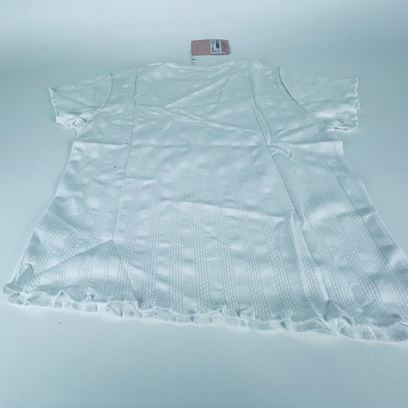 TEXTURED STRIPE CREW LETTUCE HEM SS crop white - Picture 2 of 6